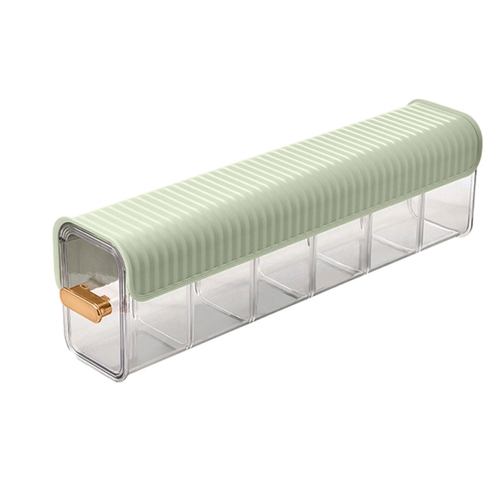 Cutie de depozitare format split, alb, verde deschis, 36x10.7x8.3cm