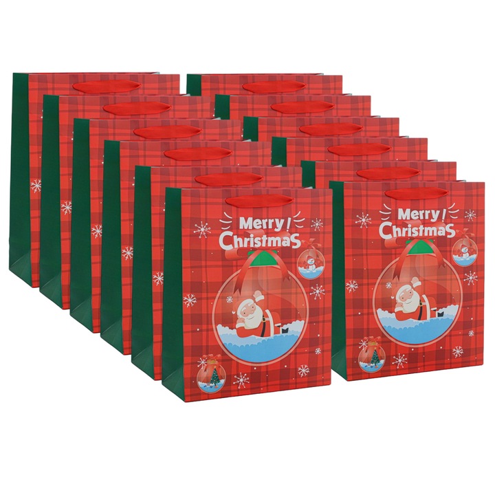 Set 12 Pungi pentru Cadouri de Craciun, Multicolor