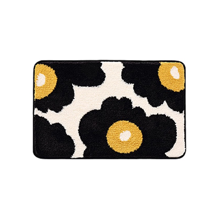 Csúszásmentes fürdőszobai szőnyeg, mikroszálas, többszínű, 45x65cm, virágmintás