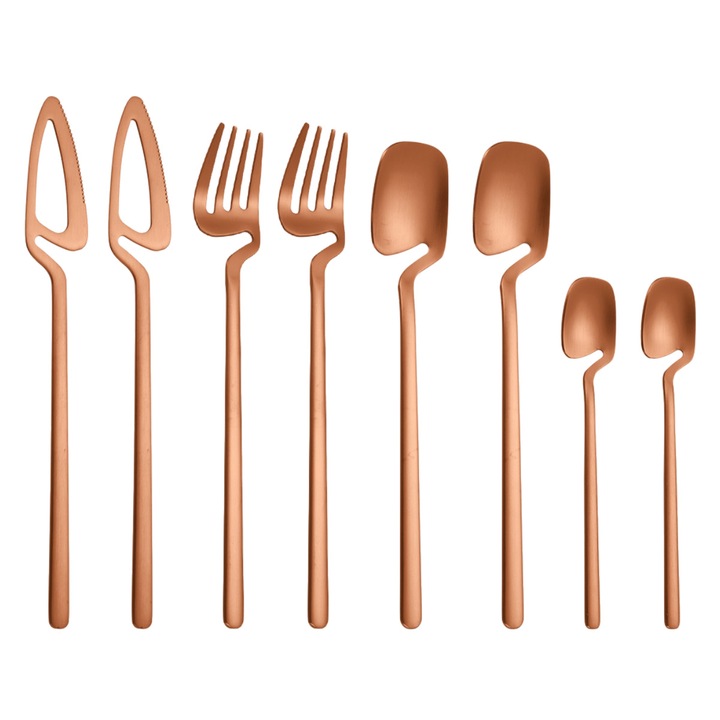 Set de tacamuri din otel inoxidabil, argintii, aurii si roz, dimensiuni 21.3x2.8cm, 19.2x1.9cm, 18.6x3.3cm, 13.5x2.4cm