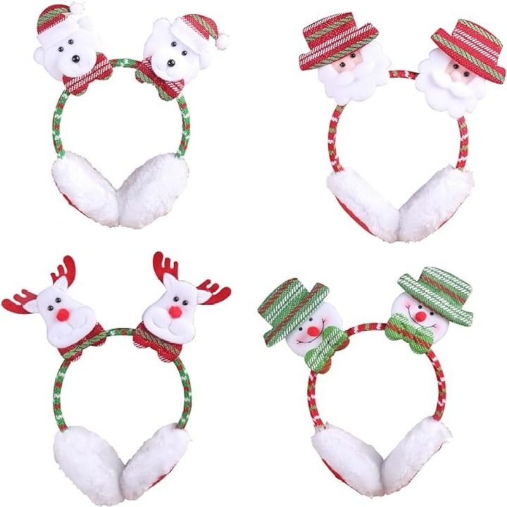 Set 2 incalzitoare urechi de Craciun, plus, multicolor