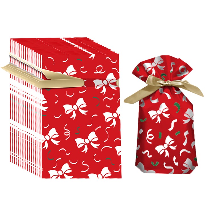 Set de 50 pungi pentru dulciuri, plastic, multicolor, 15x23cm