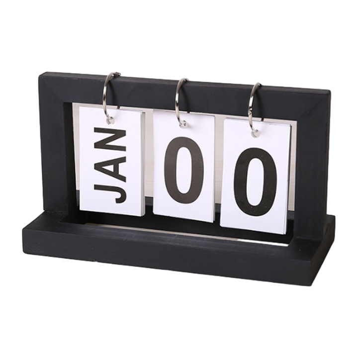 Calendar de birou, lemn, stil retro, pentru decor