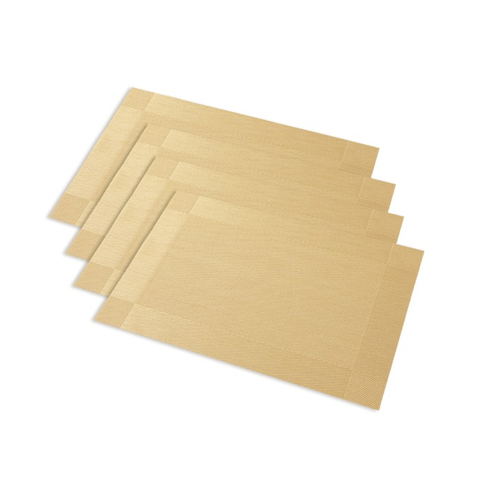 Set 4 servetele de masa, PVC si PET, auriu, 30x45cm