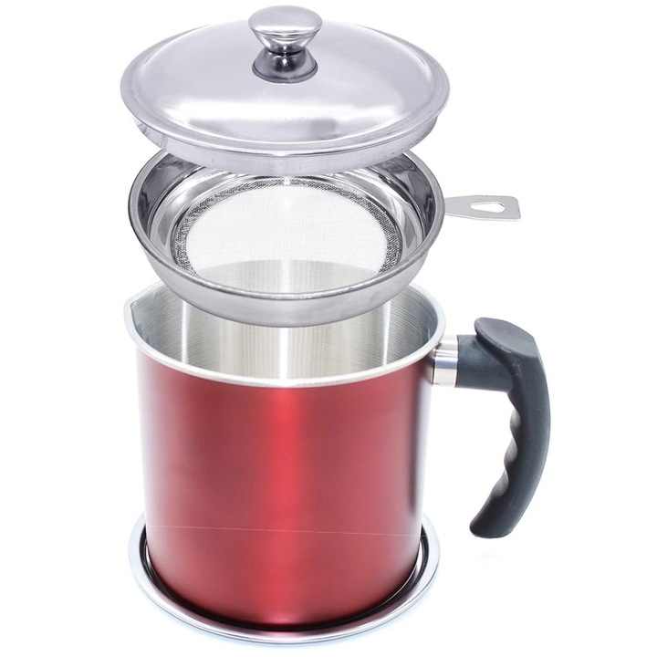 Uleiere din otel inoxidabil, rosu, 15x14.5x12.5cm