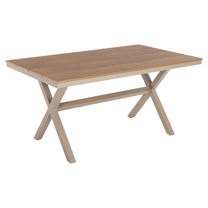 Маса Puzzle-home HM6037.04, Шампанско-натурал, Дърво, 150x89, 5x73H