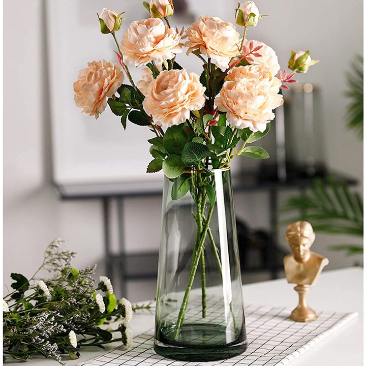 Vaza decorativa, sticla, albastru, 22 cm