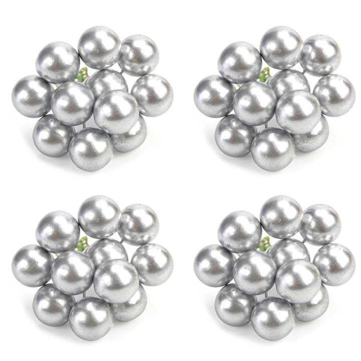 Комплект от 48 фалшиви коледни тревни топки, златни/сребърни/червени, 2 см