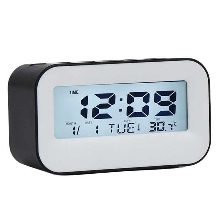 Ceas desteptator electronic 3D, afisaj LED, multicolor