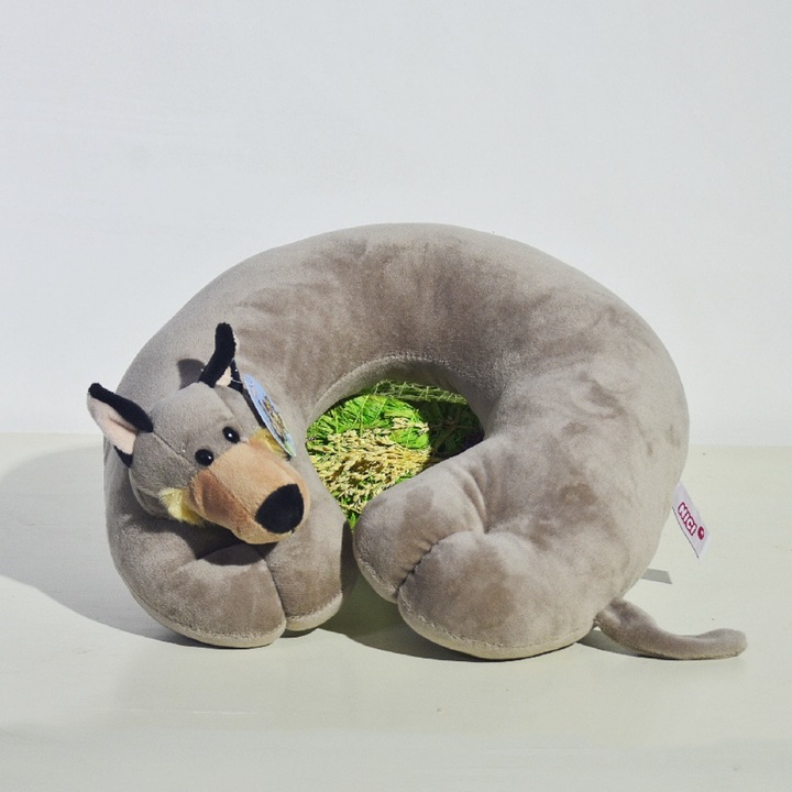 U-alakú gyermekpárna, Nagy Gonosz Farkas, memóriahabból, többszínű, 30x25cm