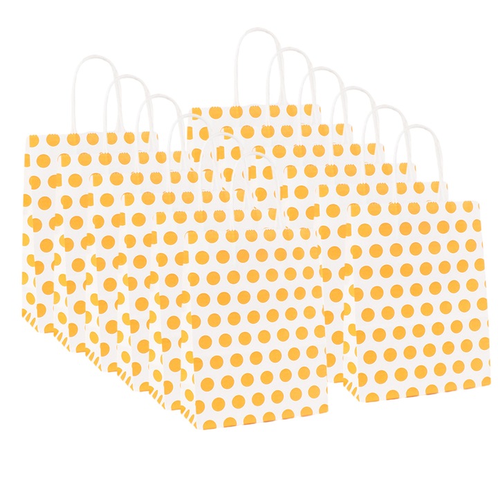 Set 12 Pungi Cadou din Hartie cu Manere, 21x16x8cm, Design Puncte