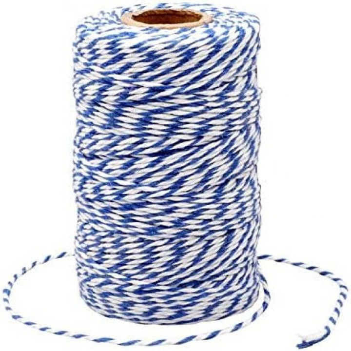 Комплект памучни канапи, Longziming, 2мм, 100м, син+бял, 2 бр.