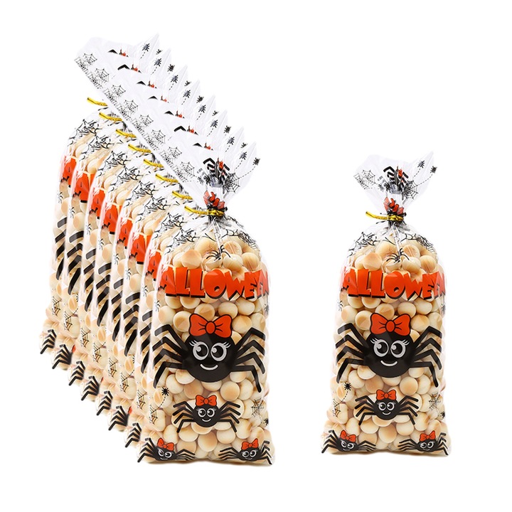 Set 50 pungi de celofan pentru Halloween, Multicolor