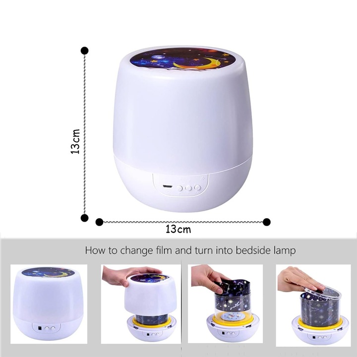 Lampa de veghe multifunctionala pentru copii, proiector stele, set decorativ pentru petreceri, 30x30cm