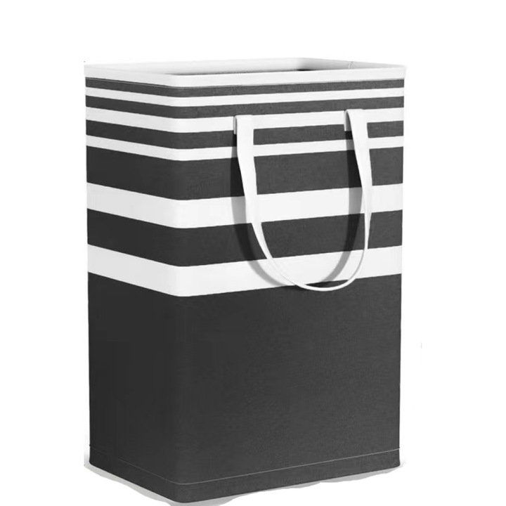 Szennyes kosár, Vászon, Összecsukható, 75 L, 60 x 30 x 40 cm, Fekete