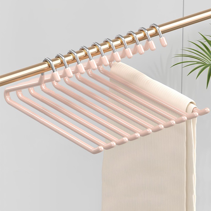 Umerase pentru pantaloni Umerase metalice pentru haine cu capat deschis, antiderapante (10 buc), alb