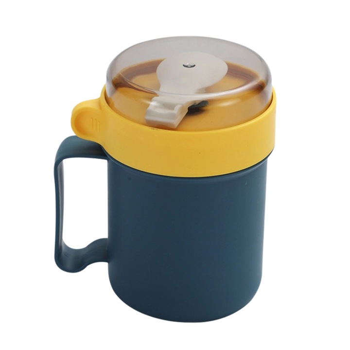 Cana termos pentru supa, 500ml, design cu perete dublu, albastra, 14x11.5x9.3cm