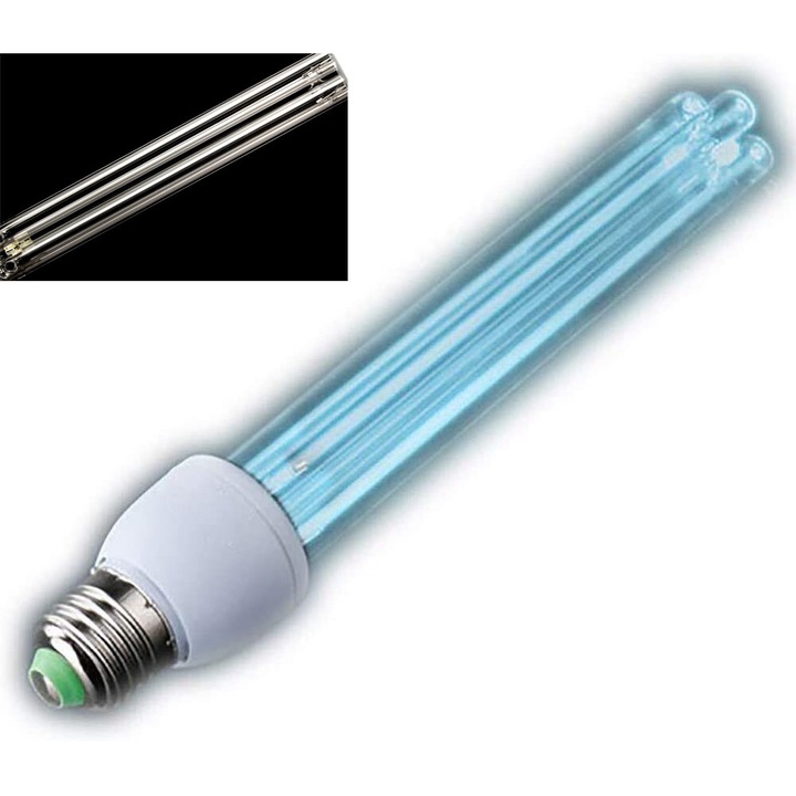 Компактна UV дезинфекционна UV лампа, база E27, 20-40°C, 5-60 минути, за малки и големи помещения