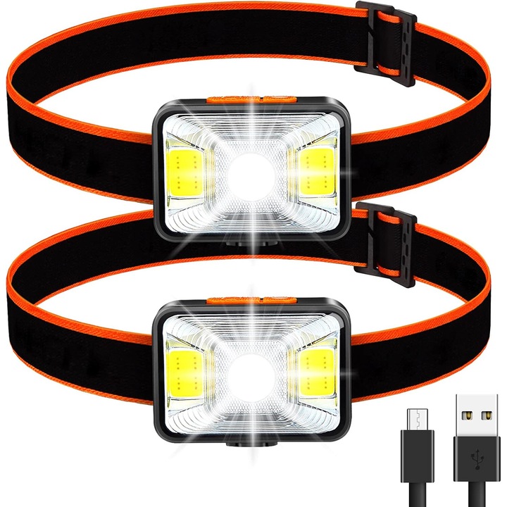 Комплект от 2 LED фара зареждащи се през USB, Ipx4