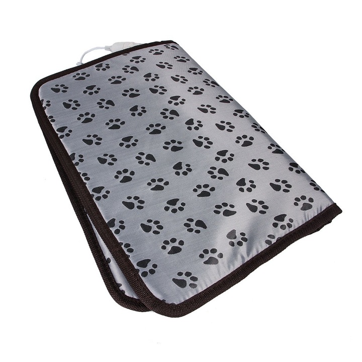 Elektromos takaró házi kedvenceknek, Cozevdnt, PVC, 45 x 45 cm, vízálló, szürke/fekete