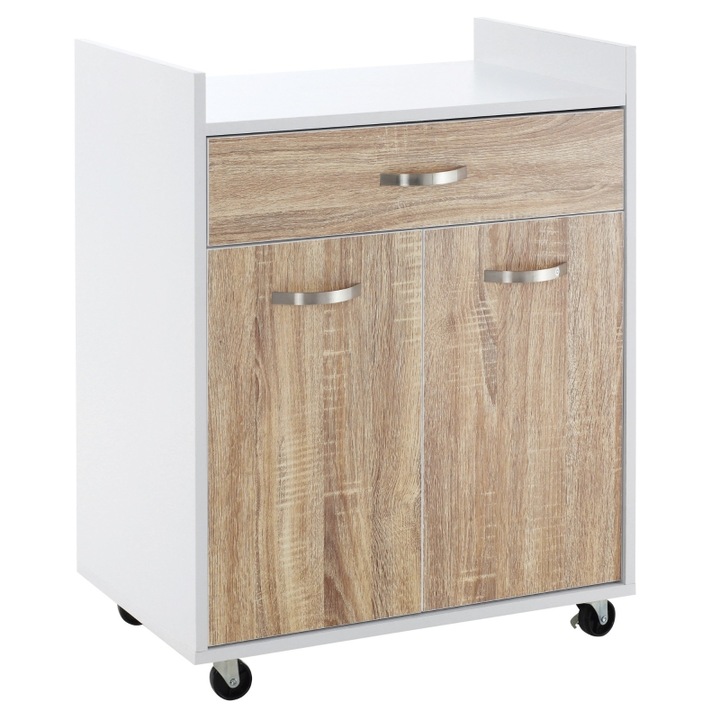 Carucior de bucatarie, HomCom, cu dulap si sertar, 60x40x77cm, PAL