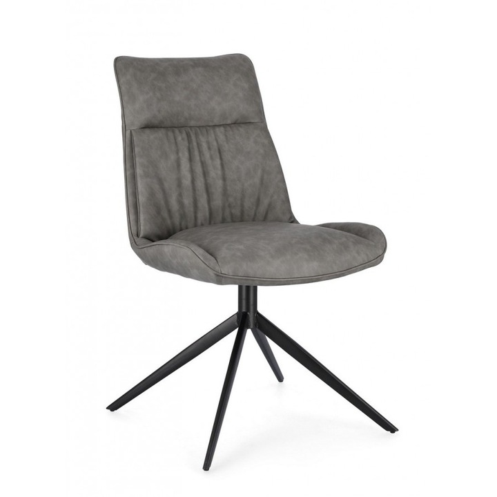 Set 2 scaune otel piele ecologica gri 50x64x86 cm