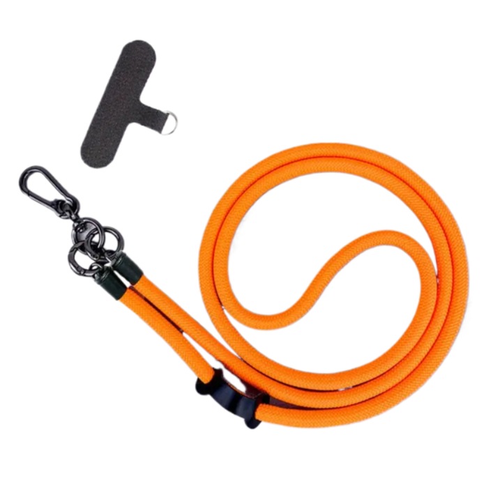 Snur pentru telefon, curea reglabila, suport ochelari, material nylon, portocaliu