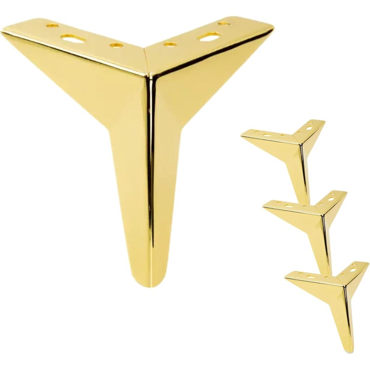 Komodee, 4 Picioare metalice pentru mobila, auriu, 13 cm