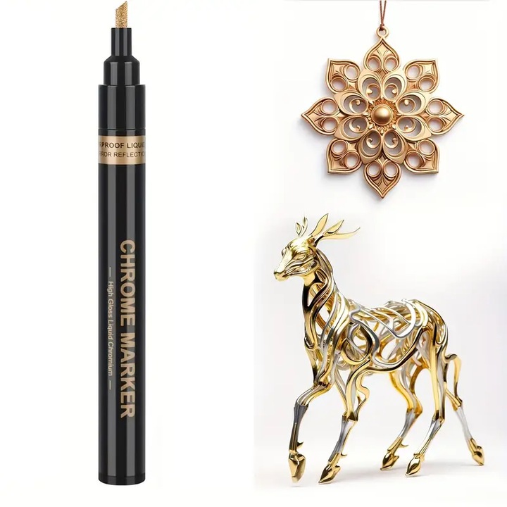 Комплект маркери с огледален ефект, средно издръжлив връх, многоцветни, за различни повърхности