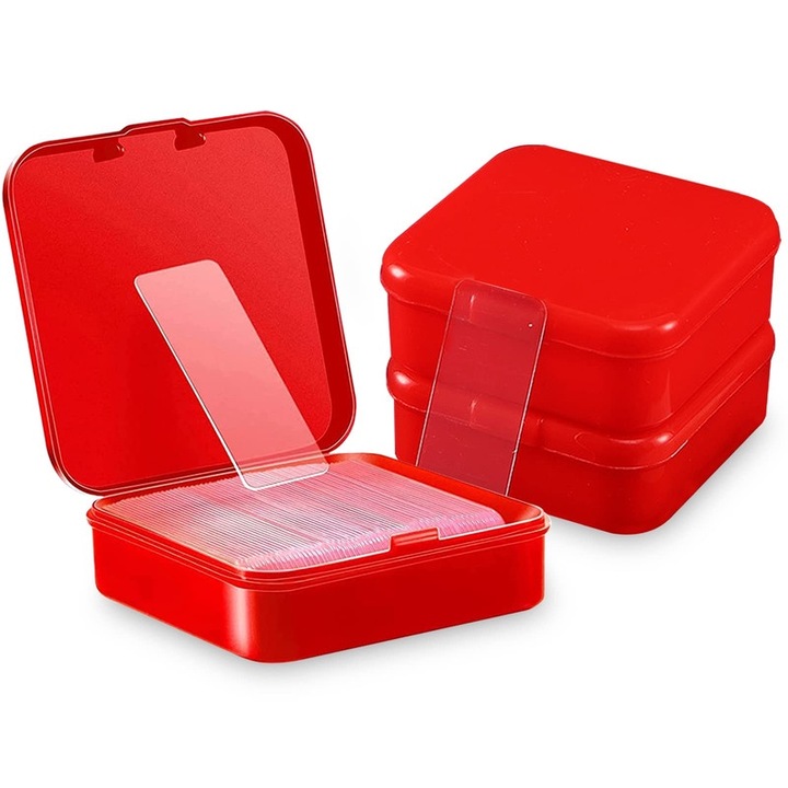 Set 3 cutii banda adeziva dubla fata, transparenta, detasabila fara urme, 50x18mm, 9M total