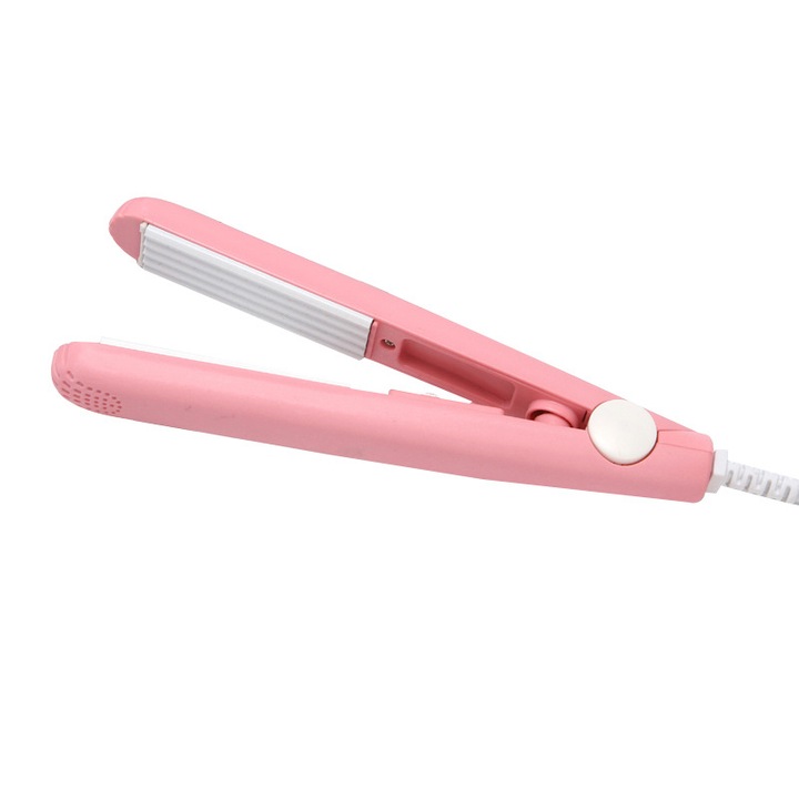 Mini ondulator ceramic 2-in-1 pentru indreptat parul, Roz