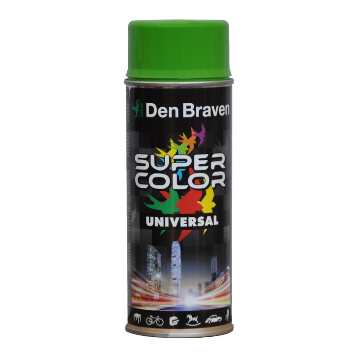 Spray festék Den Braven Color Univerzális, RAL 6018 sárga zöld belső/külső, 400 ml