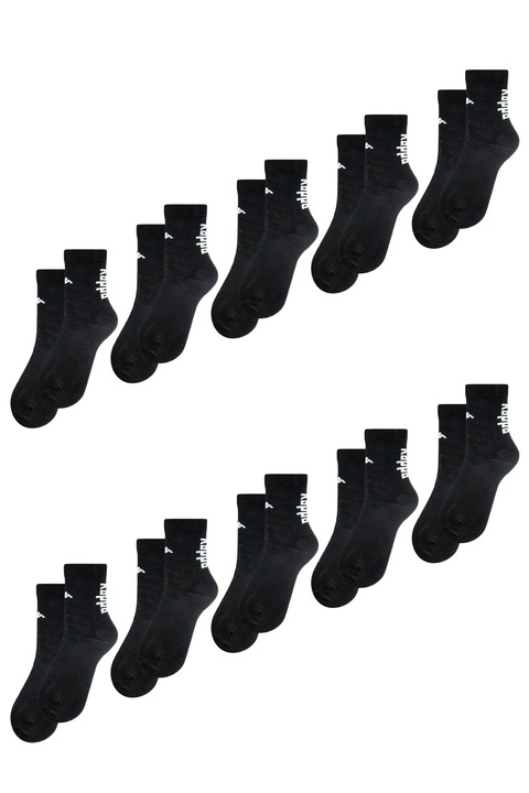 Set 10 perechi de sosete medii total flausate cu logo si scris - dama, Kappa, Negru