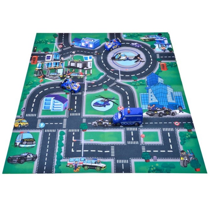 Covor de joaca pentru copii Antbro® Misiuni si Actiuni in Oras, multicolor, 80x70 cm