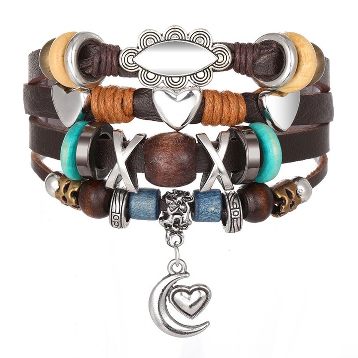 Uniszex karkötő, Ekobőr, Állítható, Többszínű