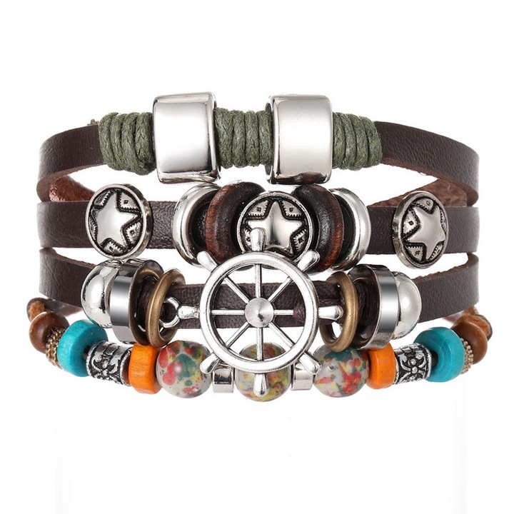 Uniszex karkötő, Ekobőr, Állítható, Többszínű