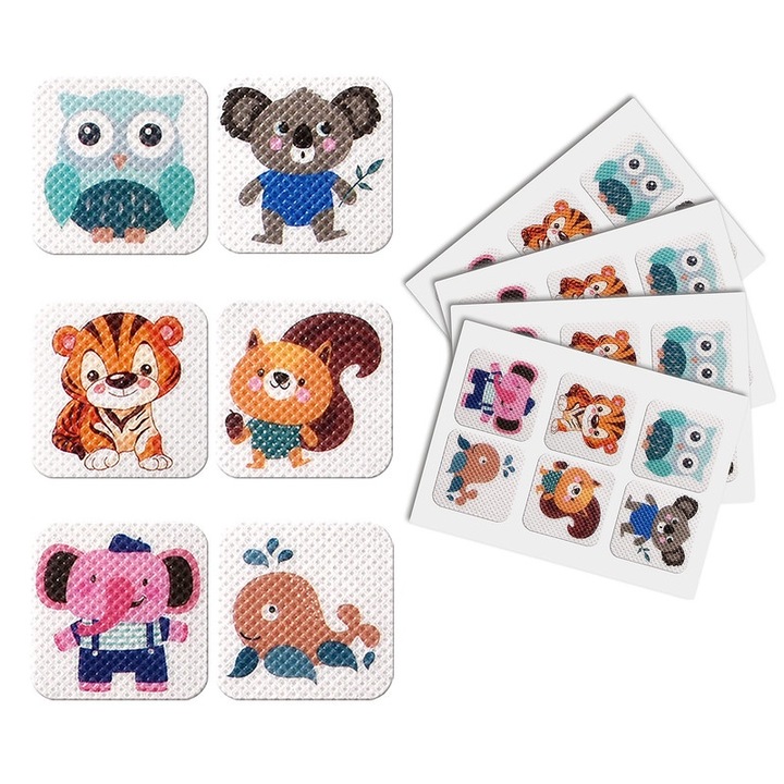 Set 72 patch-uri anti-tantari, uleiuri esentiale citronella si lemongrass, protectie 24h, multicolor