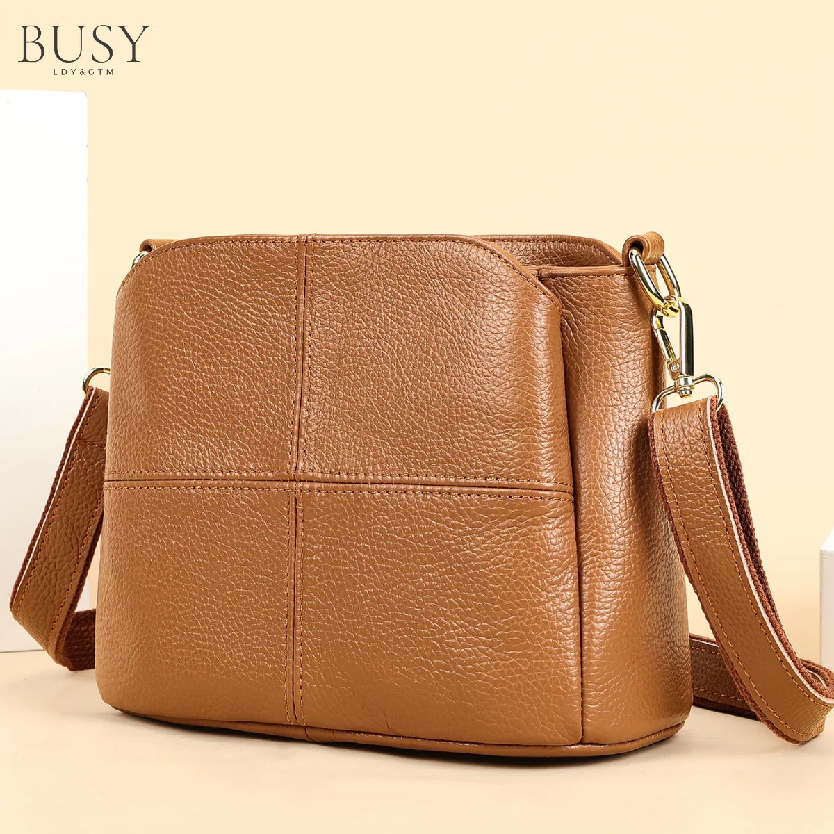 Geanta piele naturala dama, BUSY LDY & GTM® Caprice, buzunare