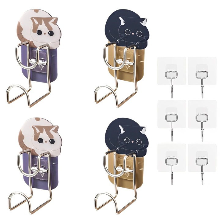 Set 10 Carlige Adezive Din Otel Inoxidabil, Carlige De Prosoape Hooks Autoadezive, Fara Gaurire Carlige Perete, Potrivit Pentru Baie Si Toaleta, Bucatarie Si Usa, pentru baie，transparente/multicolor