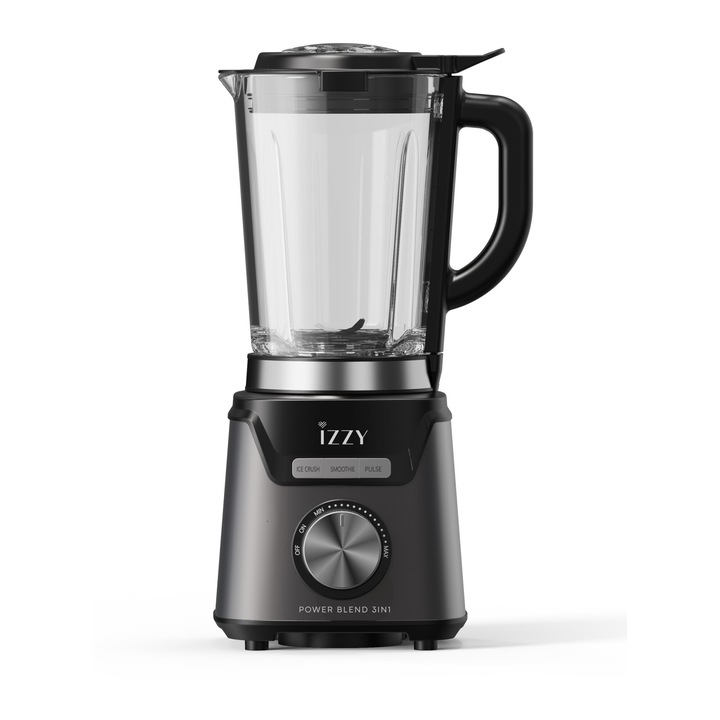 Blender Power Blend 3in1 1200W ΙΖ-6501, Izzy, cu corp din otel inoxidabil, mai multe niveluri de viteza si motor profesional durabil