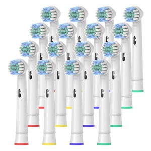 Set 16 capete de periuta compatibile Oral-B, inele colorate, tehnica Swing & Swivel, multicolor