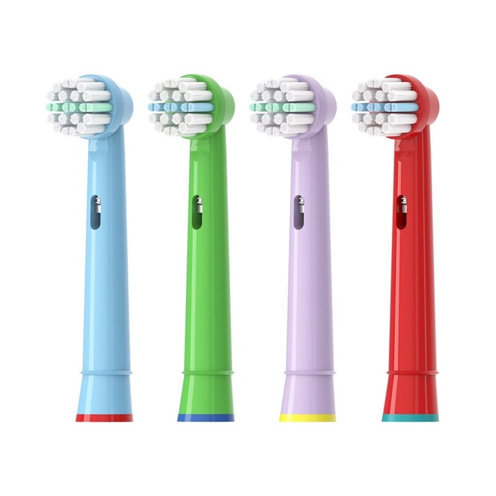 Set 4 capete de periuta compatibile Kid, multicolor, tehnica Swing & Swivel, pentru seria D