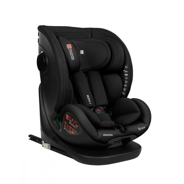 Scaun auto cu isofix KikkaBoo 40-150 cm i-View i-SIZE Black