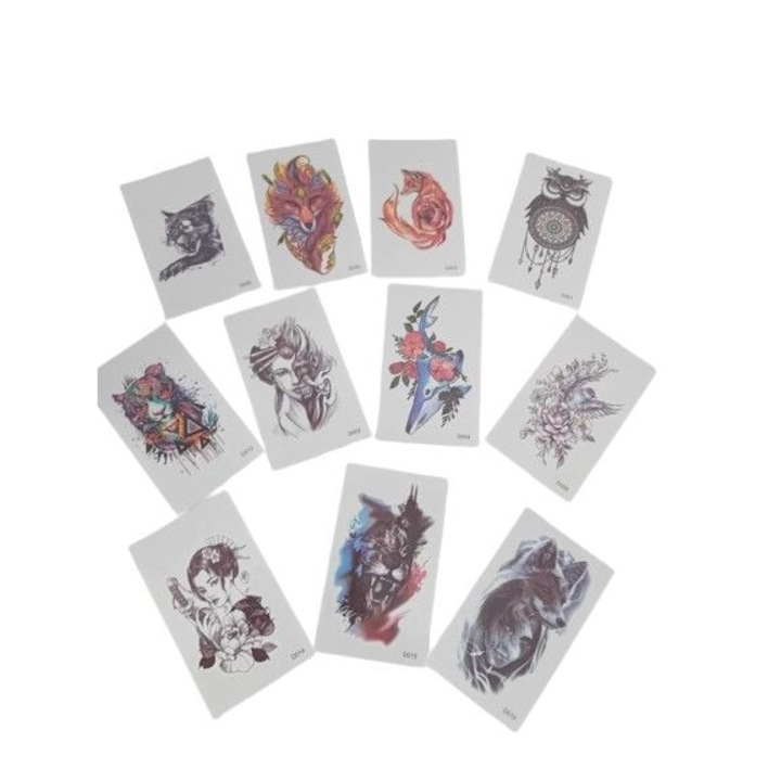 Set 60 tatuaje temporare diferite modele si culori 10 cm / 6 cm