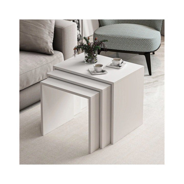 Комплект от 3 холни маси Irene, MOBLETO, специален дизайн, Pal 18 mm, устойчива структура, 55x40 cm