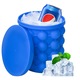 Set pentru Cuburi de Gheata Format din Frapiera Neo™, Silicon Fara BPA, Capac Inclus, 120 De Cuburi, 11x11x12cm, Albastru si Forma Gheata Pentru Racirea Bauturilor, Neo™ Ice-Ice-Baby®, din Silicon Fara BPA, cu Capac, Gri