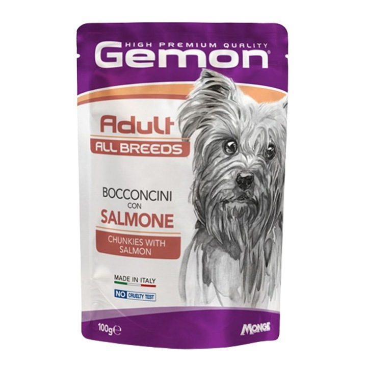Hrana Umeda Pentru Caini, Gemon Adult, Bocconcini Cu Somon, 100 g