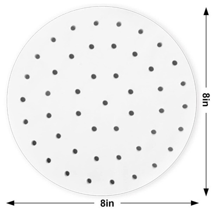 Set 100 Bucati Hartie Pergament pentru Friteuza Aer, Rezistenta la Temperatura, Antiaderenta, Rotunda 20cm, Alb