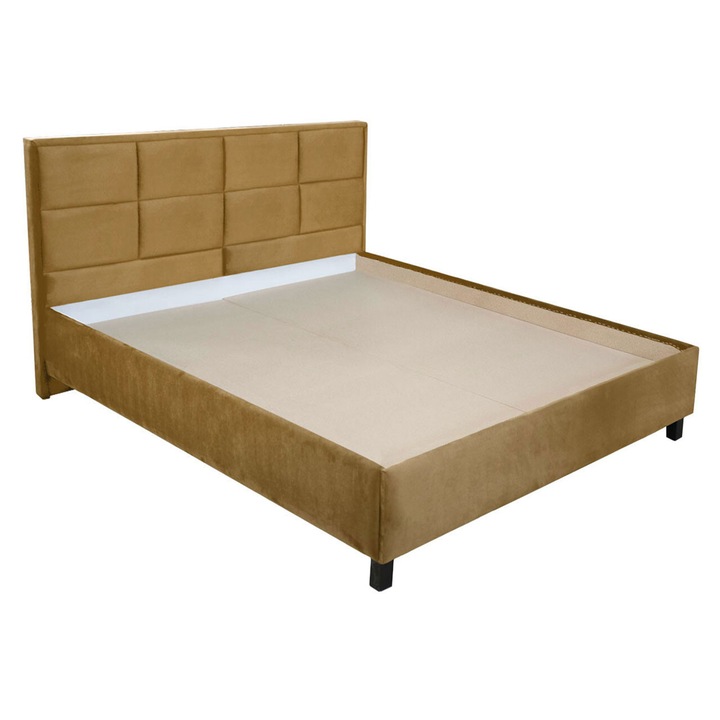 Pat Soft tapitat pentru saltea 160x200, galben