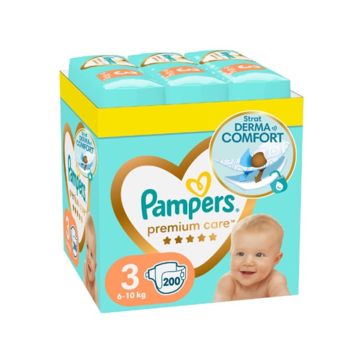 Пелени Pampers Premium Care Размер 3, 5 - 9 кг, 200 броя Premium Care